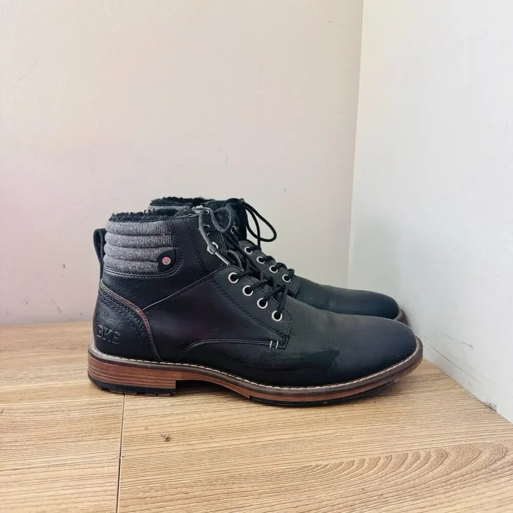Buckle Black Leather Lace Up Ankle Booties Women’s Size 10